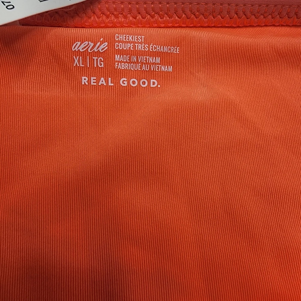 Aerie Neon‎ Orange Tie Waist Cheekiest Bikini Bottom Nwt Size XL